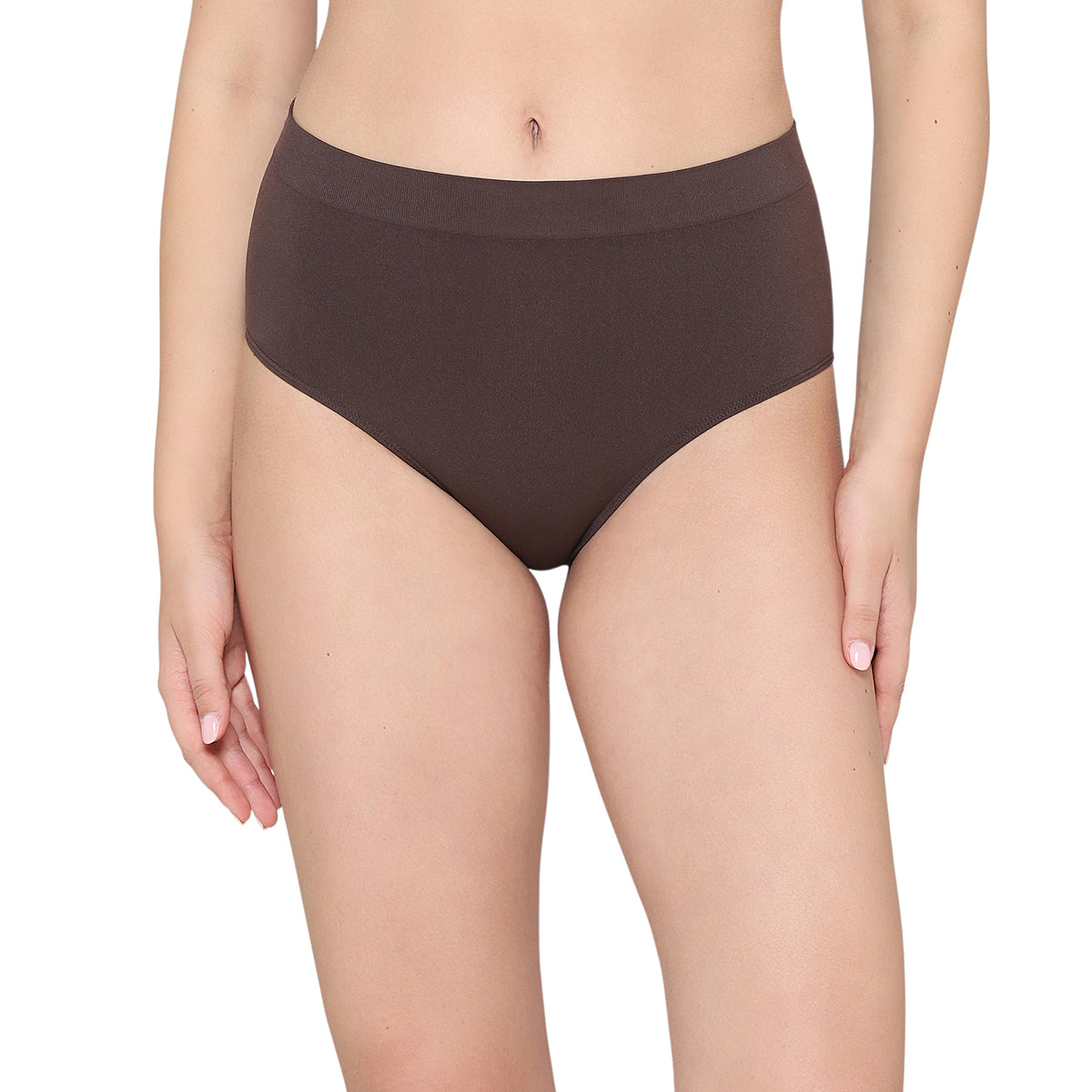 Firm Fit High Waist Full Coverage Everyday Wear Brief Panty-Brown