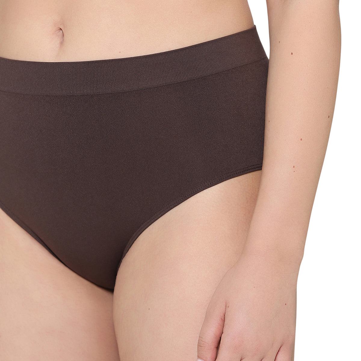 Firm Fit High Waist Full Coverage Everyday Wear Brief Panty-Brown