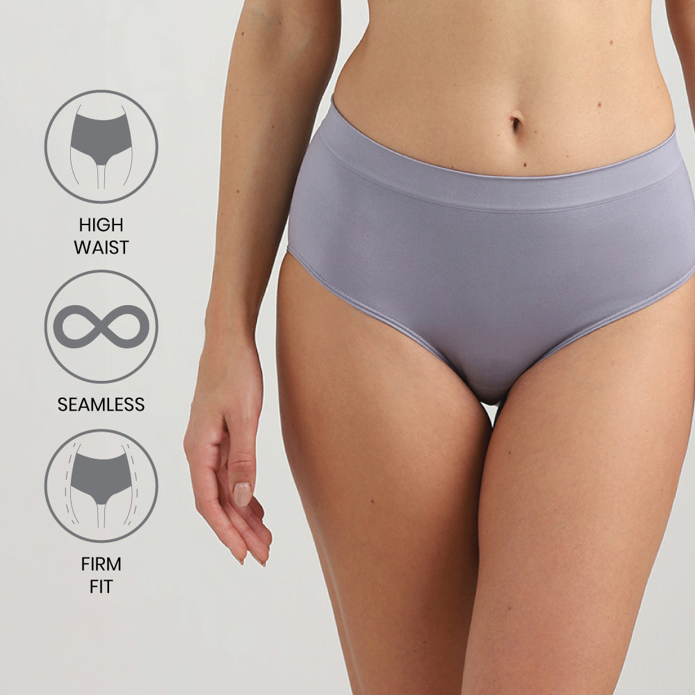 Firm Fit High Waist Full Coverage Everyday Wear Brief Panty-Purple