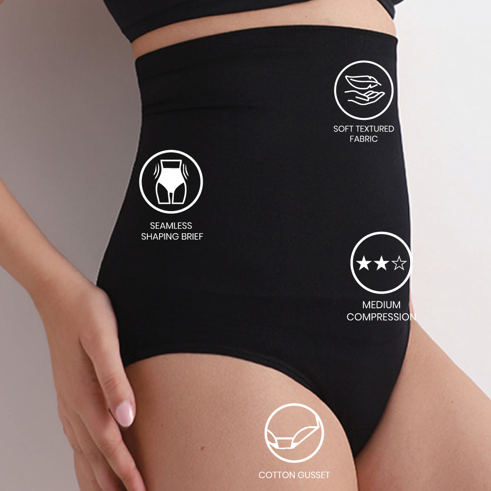 Wacoal Women’s Tummy Slimmer High-waist Full Coverage Seamless Shapewear Shaping Brief Black