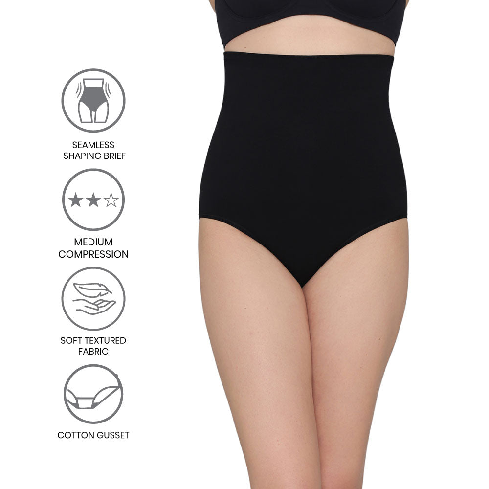 Wacoal Women’s Tummy Slimmer High-waist Full Coverage Seamless Shapewear Shaping Brief Black