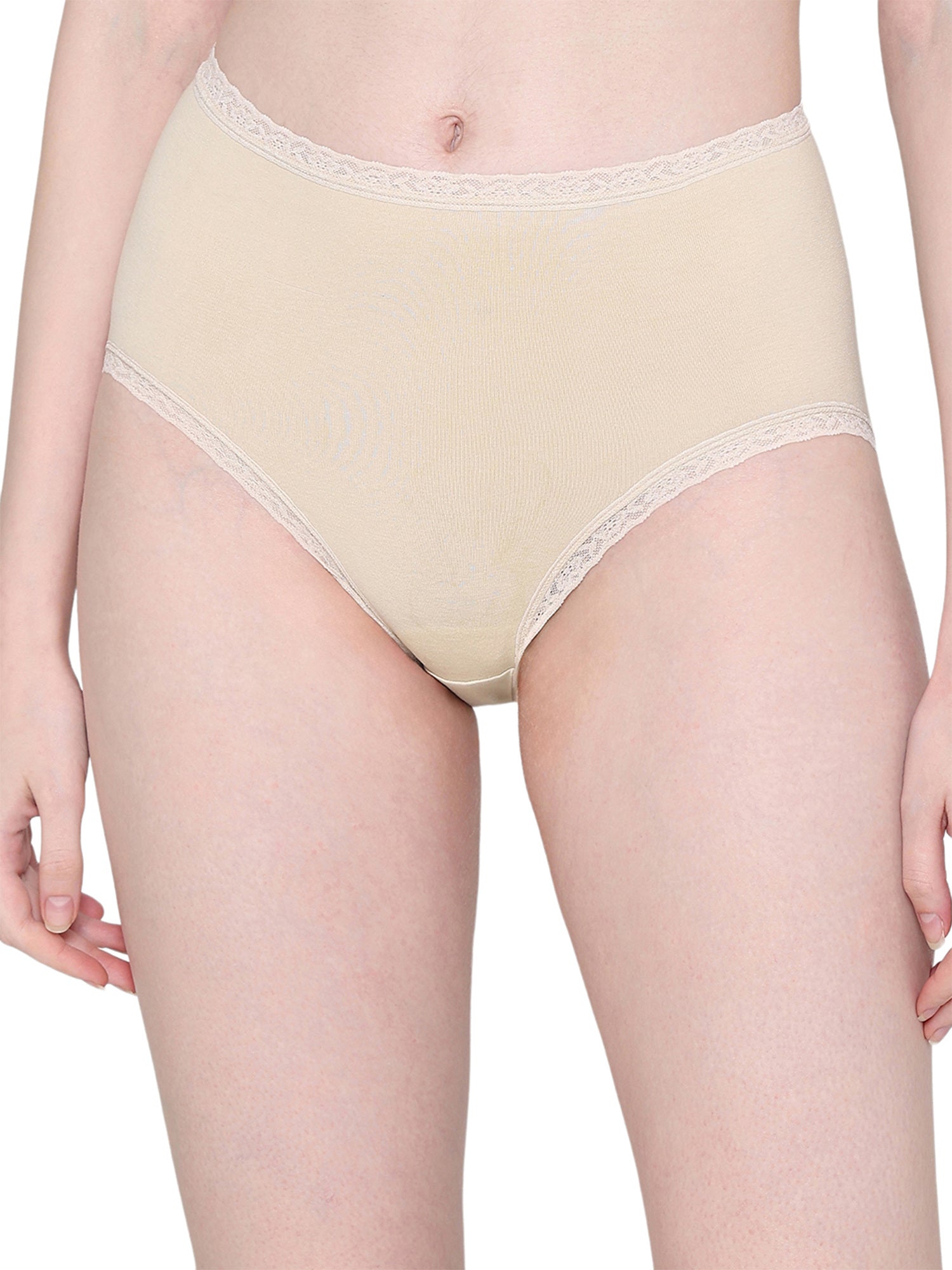 Dear Hip Mid-Waist Full Coverage Comfortable Everyday Wear Brief Panty -Beige