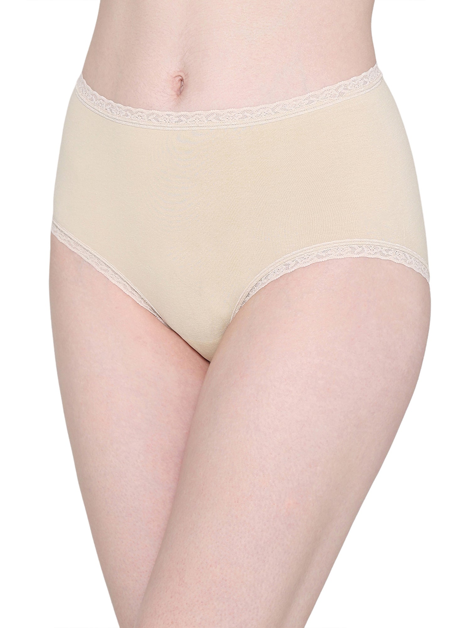 Dear Hip Mid-Waist Full Coverage Comfortable Everyday Wear Brief Panty -Beige
