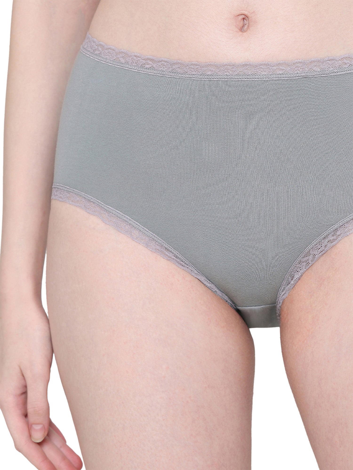Dear Hip Mid-Waist Full Coverage Comfortable Everyday Wear Brief Panty -Grey