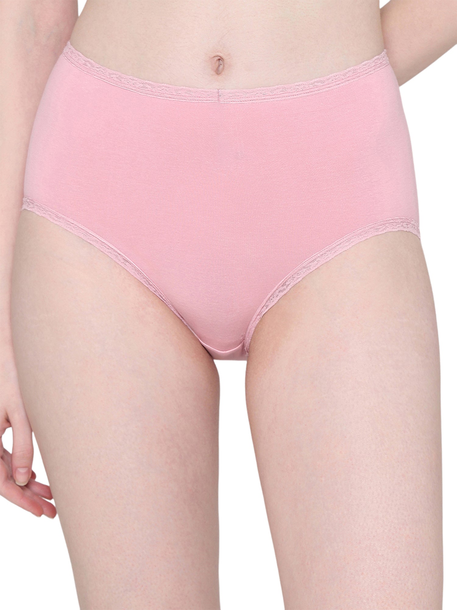 Dear Hip Mid-Waist Full Coverage Comfortable Everyday Wear Brief Panty -Pink
