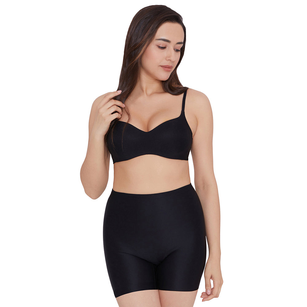 Girdle Collection Mid Waist Full Coverage Firm Control Seamless Thigh Shaper - Black
