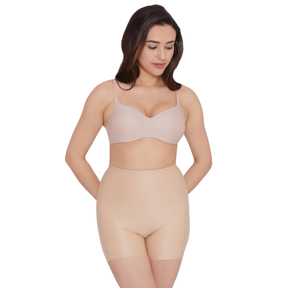 Girdle Collection Mid Waist Full Coverage Firm Control Seamless Thigh Shaper - Beige