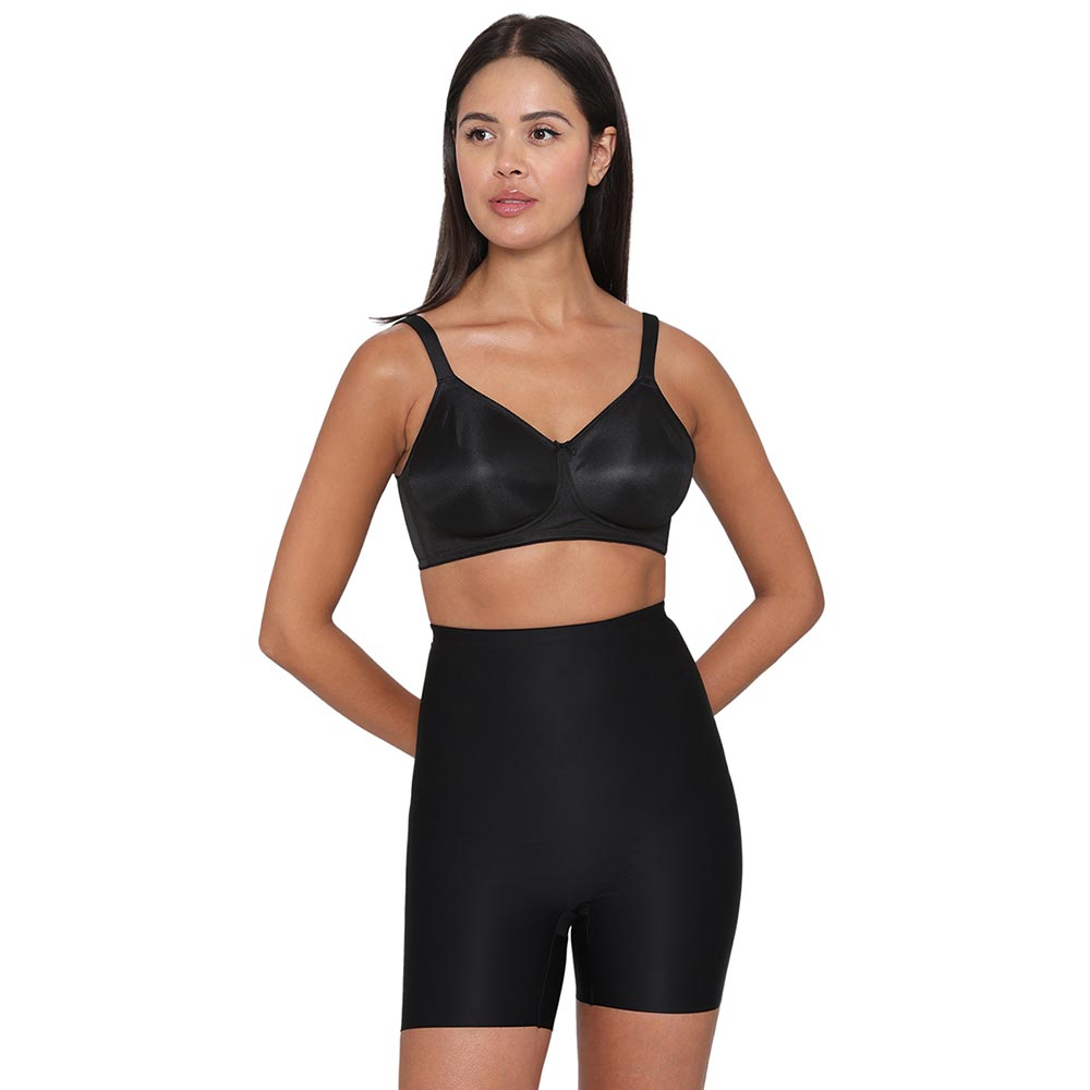 Girdle Collection Hi-waist Medium Compression Seamless Tummy & Thigh Shapewear - Black