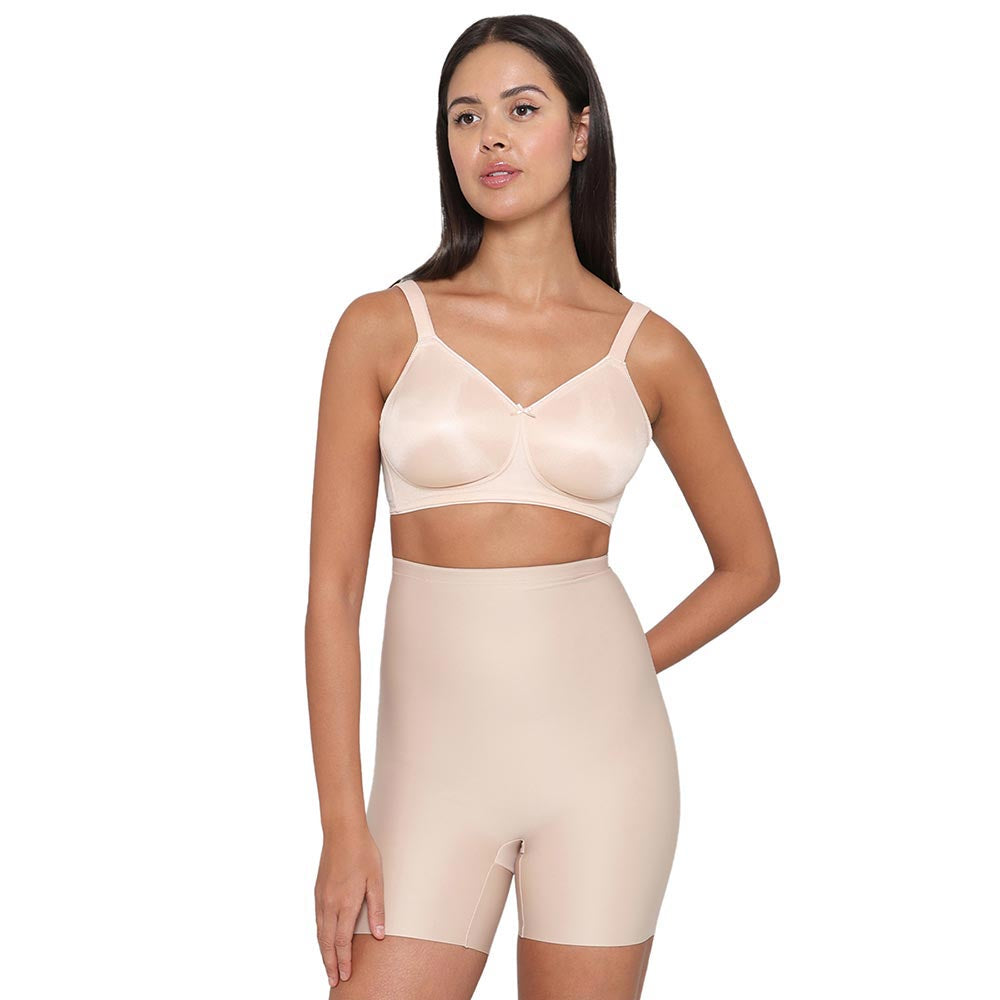 Girdle Collection Hi-waist Medium Compression Seamless Tummy & Thigh Shapewear - Beige