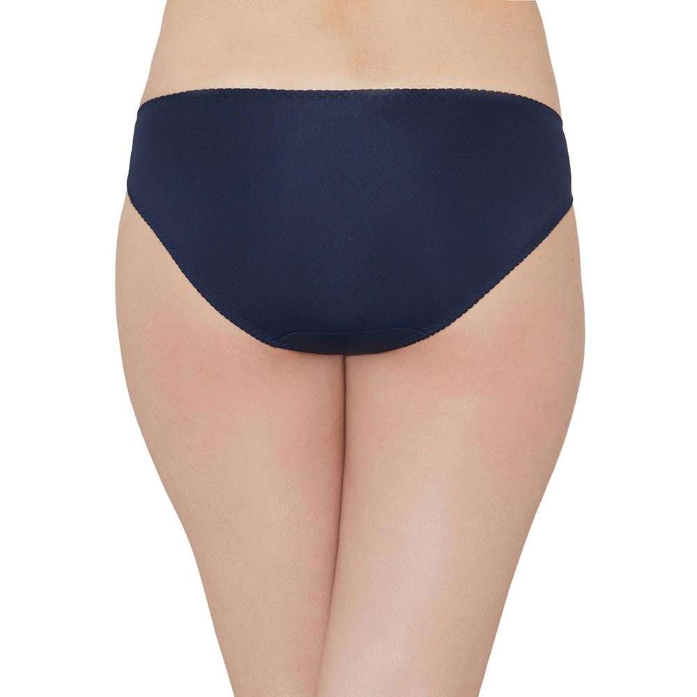 Love to Lace  Mid Waist Medium Coverage Everyday Wear Bikini Panty - Navy Blue