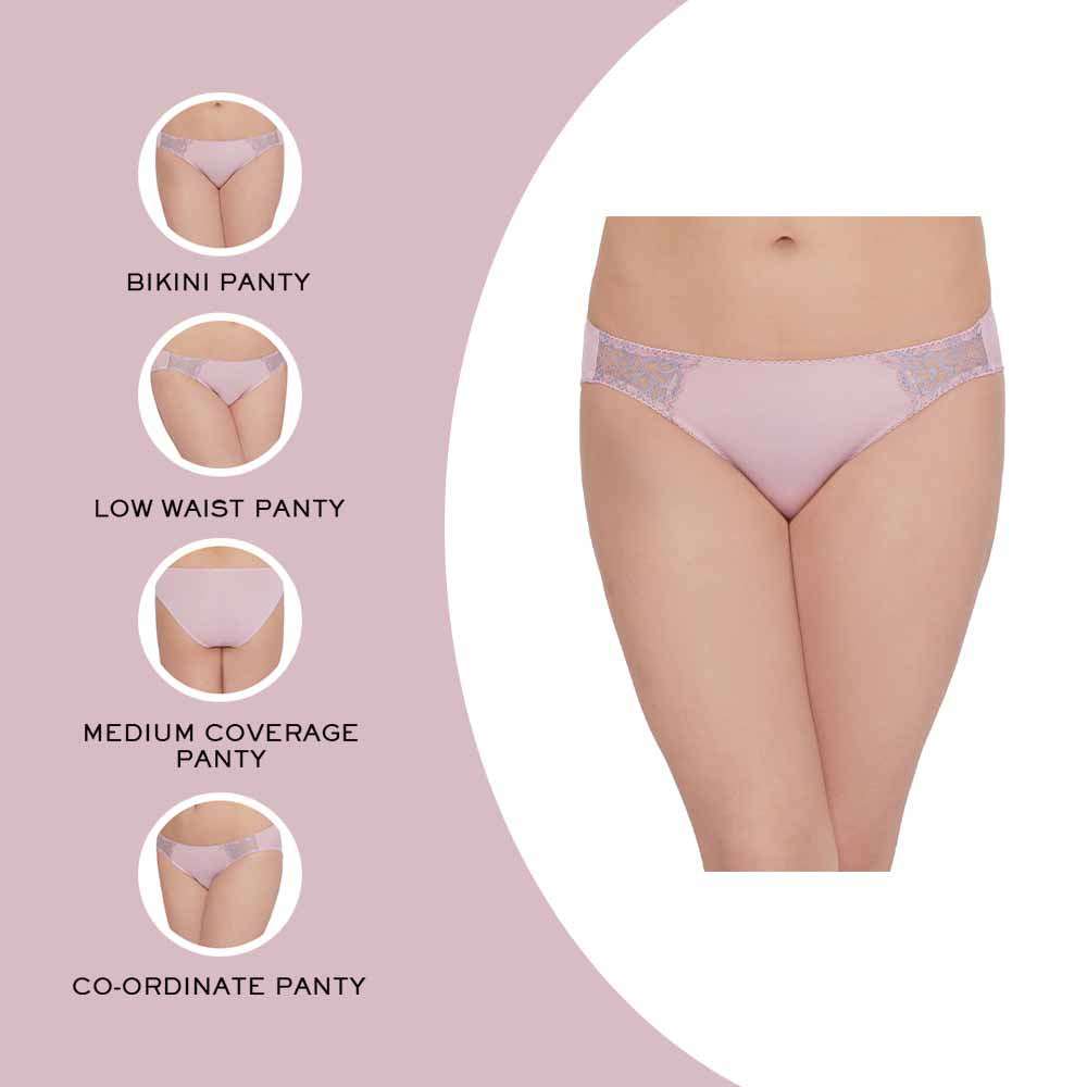 Love to Lace  Mid Waist Medium Coverage Everyday Wear Bikini Panty - Pink