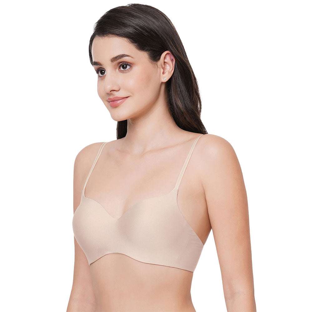 Basic Mold  Padded Non-wired  3/4th Cup Everyday Wear Seamless T-Shirt Bra - Beige