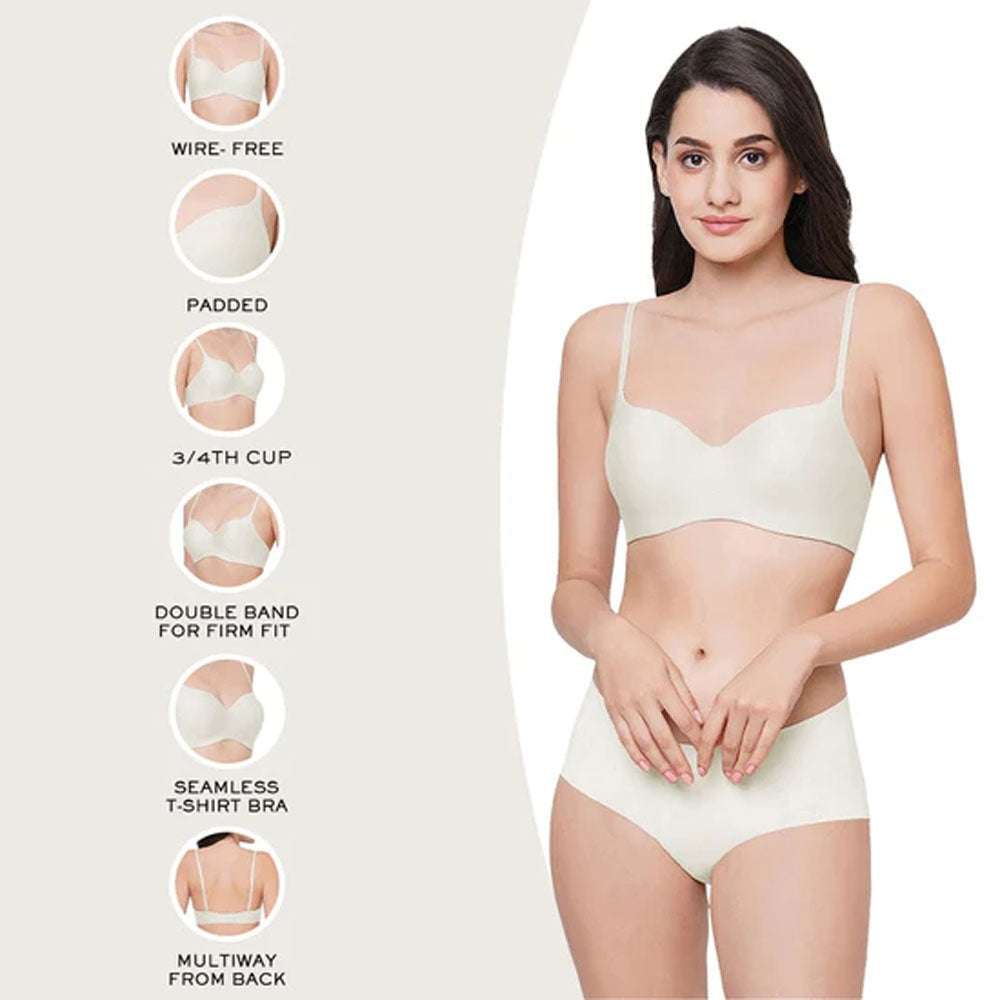 T-Shirt Wireless Soft Padded Bra Panty Set for girls single padded seamless  tshirt bra set – Basic Lingerie