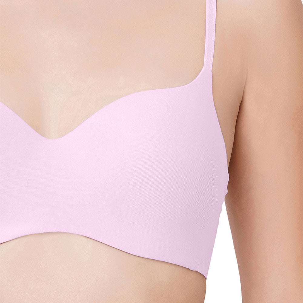 Basic Mold  Padded Non-wired  3/4th Cup Everyday Wear Seamless T-Shirt Bra - Mauve