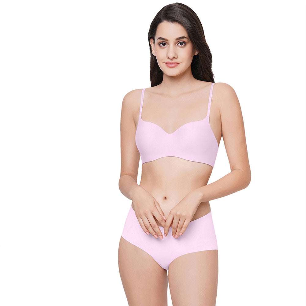 Basic Mold  Padded Non-wired  3/4th Cup Everyday Wear Seamless T-Shirt Bra - Mauve