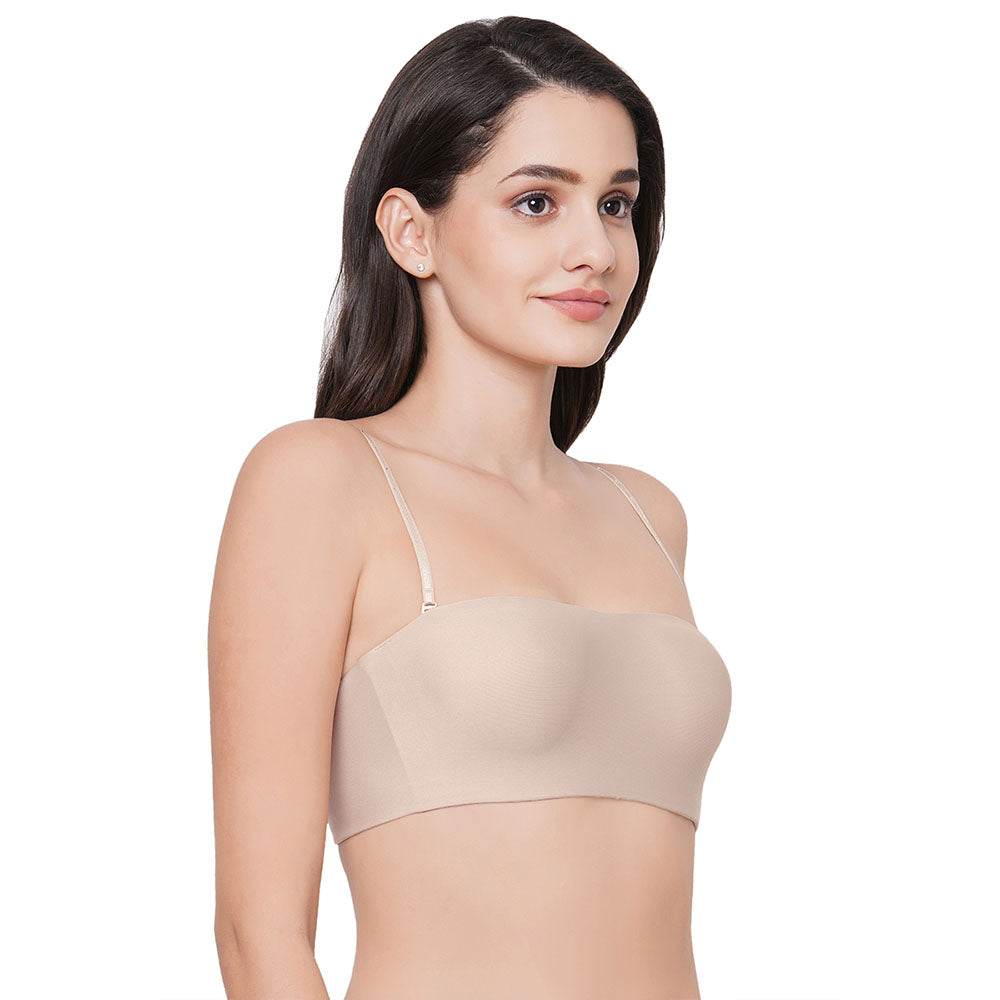 Basic Mold Padded Wired Half Cup Strapless Bandeau T-Shirt Bra - Beige
