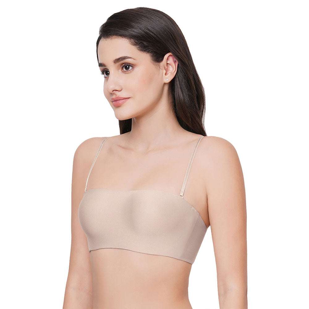 Basic Mold Padded Wired Half Cup Strapless Bandeau T-Shirt Bra - Beige