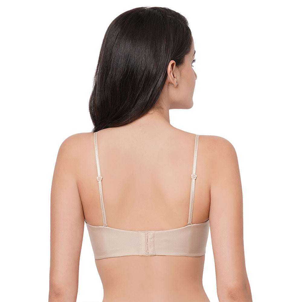 Basic Mold Padded Wired Half Cup Strapless Bandeau T-Shirt Bra - Beige