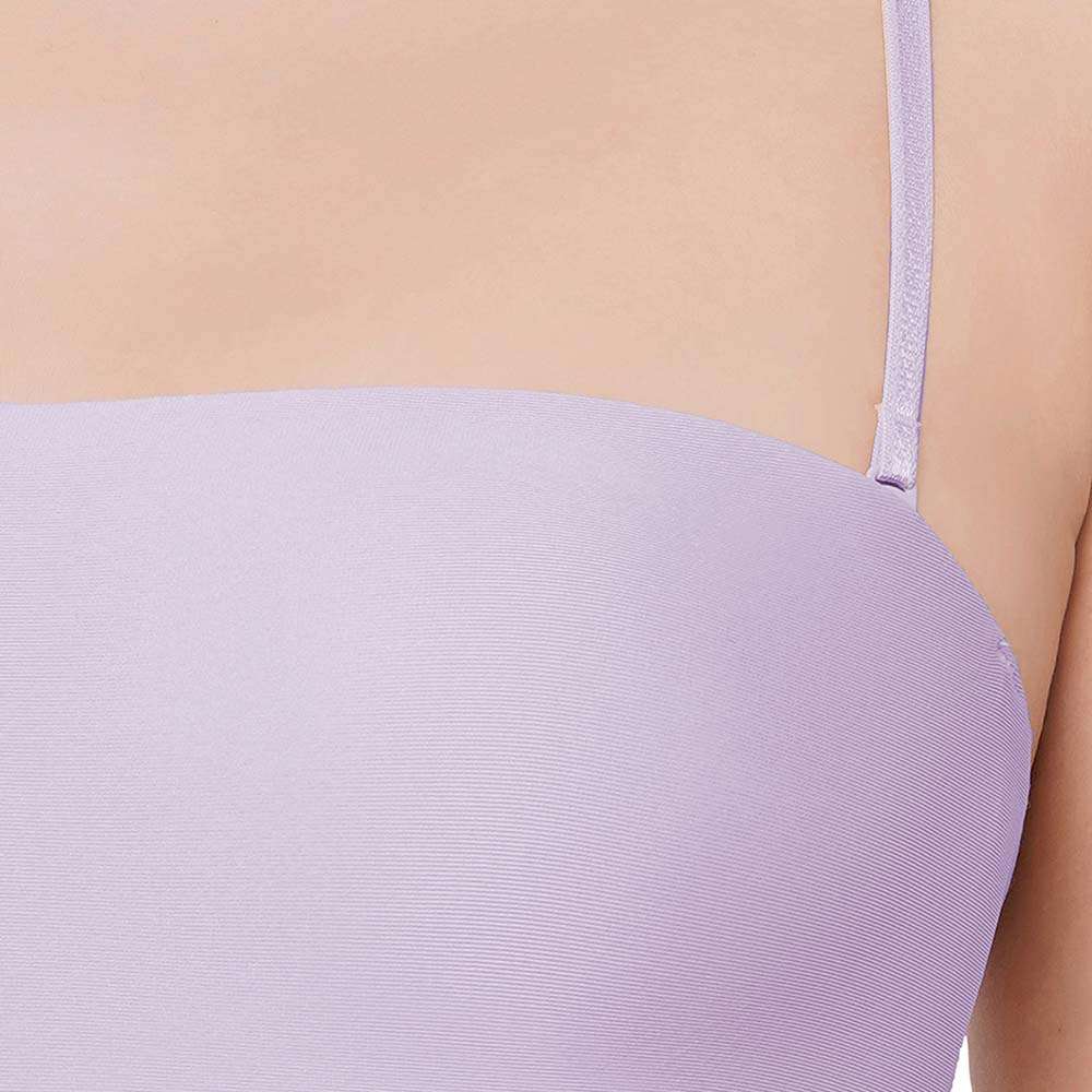 Basic Mold Padded Wired Half Cup Strapless Bandeau T-Shirt Bra - Lavender