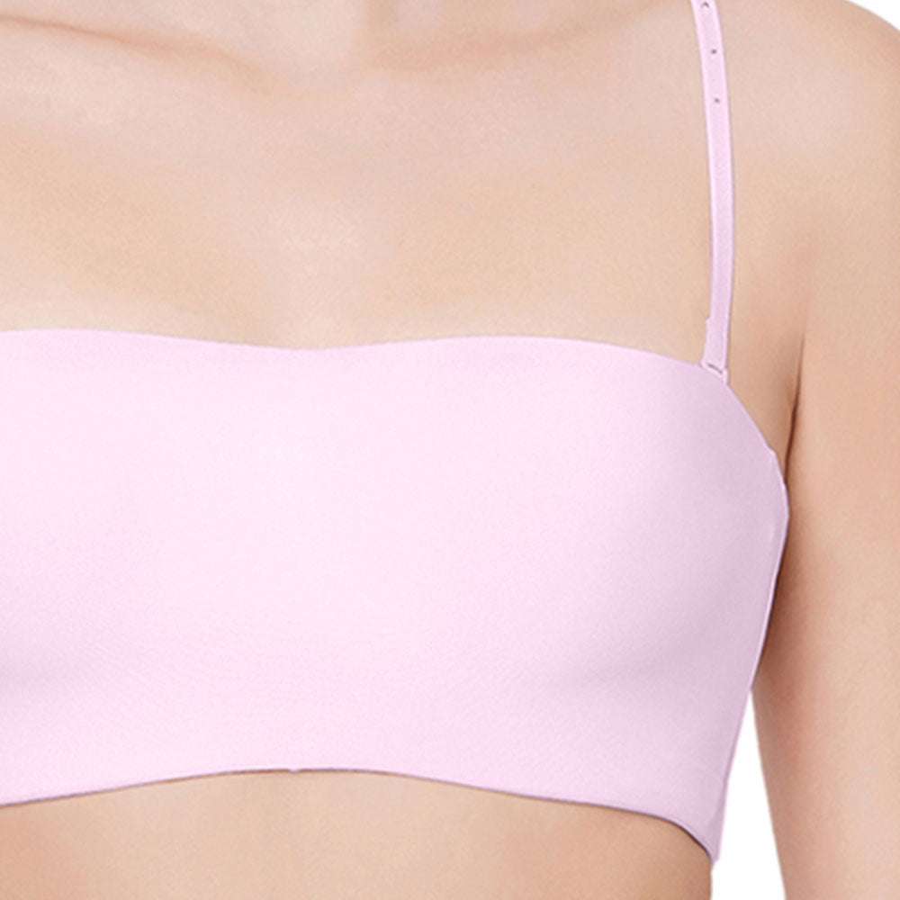 Buy Basic Mold Padded Wired Half Cup Strapless Bandeau T Shirt Bras - Pink  Online