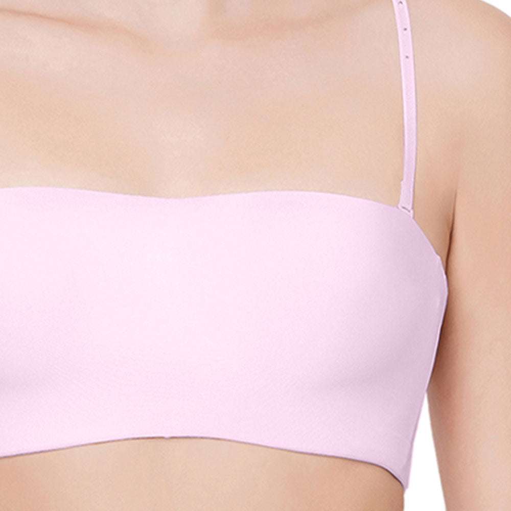 Basic Mold Padded Wired Half Cup Strapless Bandeau T-Shirt Bra - Mauve
