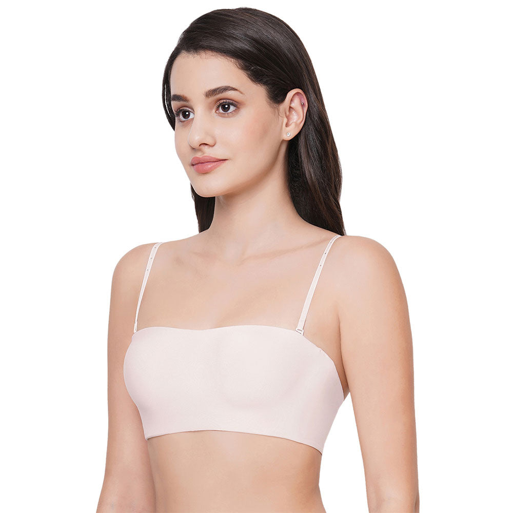 Basic Mold Padded Wired Half Cup Strapless Bandeau T-Shirt Bra - Light Pink