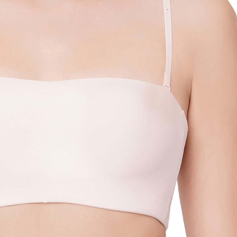 Basic Mold Padded Wired Half Cup Strapless Bandeau T-Shirt Bra - Light Pink