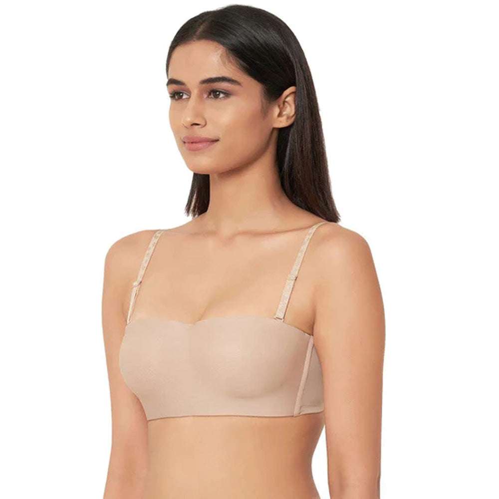 Basic Mold Padded Non Wired Half Cup Strapless T-Shirt Bra - Beige