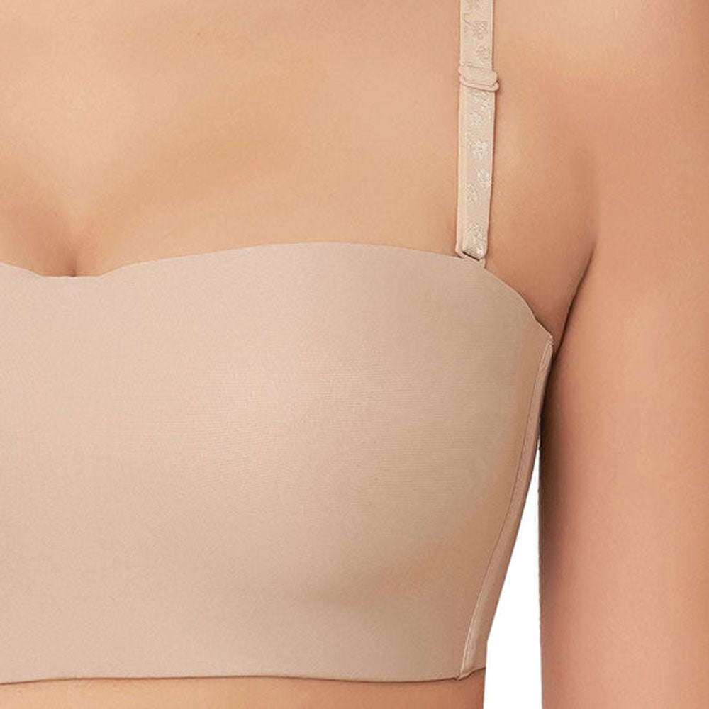 Basic Mold Padded Non Wired Half Cup Strapless T-Shirt Bra - Beige