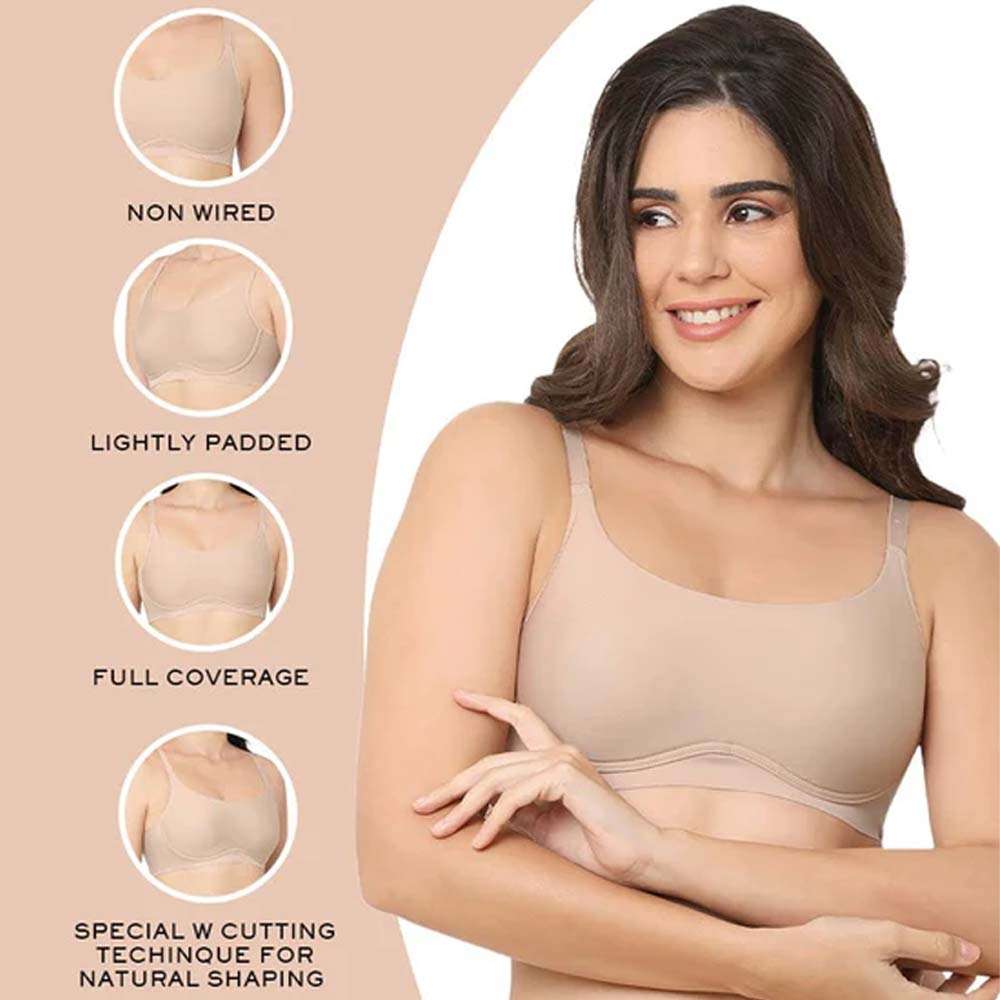 New Normal Padded Non Wired Full Coverage T-shirt Bra - Beige