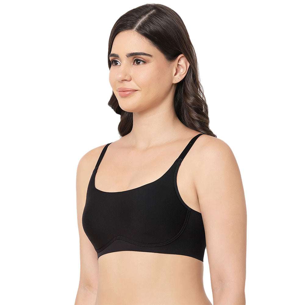 New Normal Padded Non-wired Full Cup Everyday Wear Full coverage T-Shirt Bra - Black