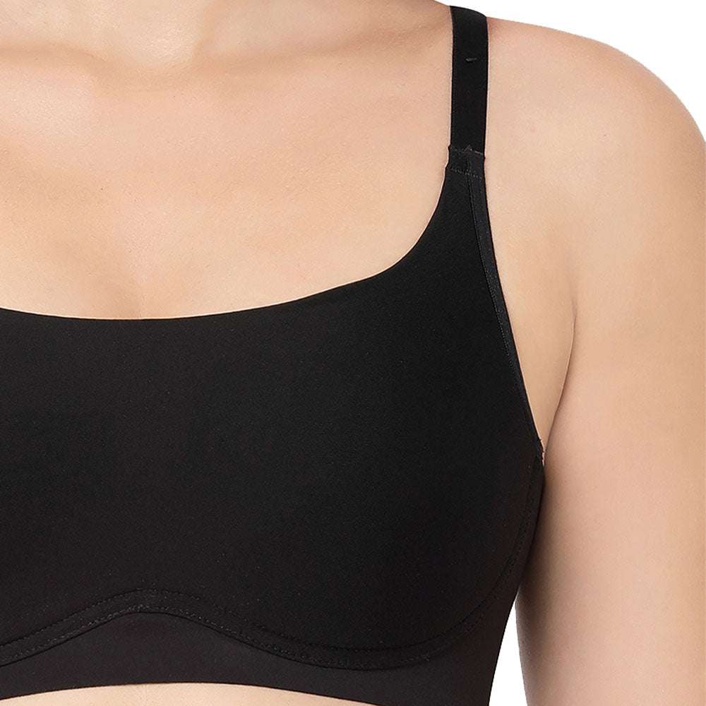 New Normal Padded Non-wired Full Cup Everyday Wear Full coverage T-Shirt Bra - Black