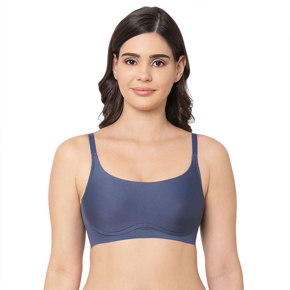 New Normal Padded Non-wired  Full Cup Everyday Wear Full coverage T-Shirt Bra - Blue