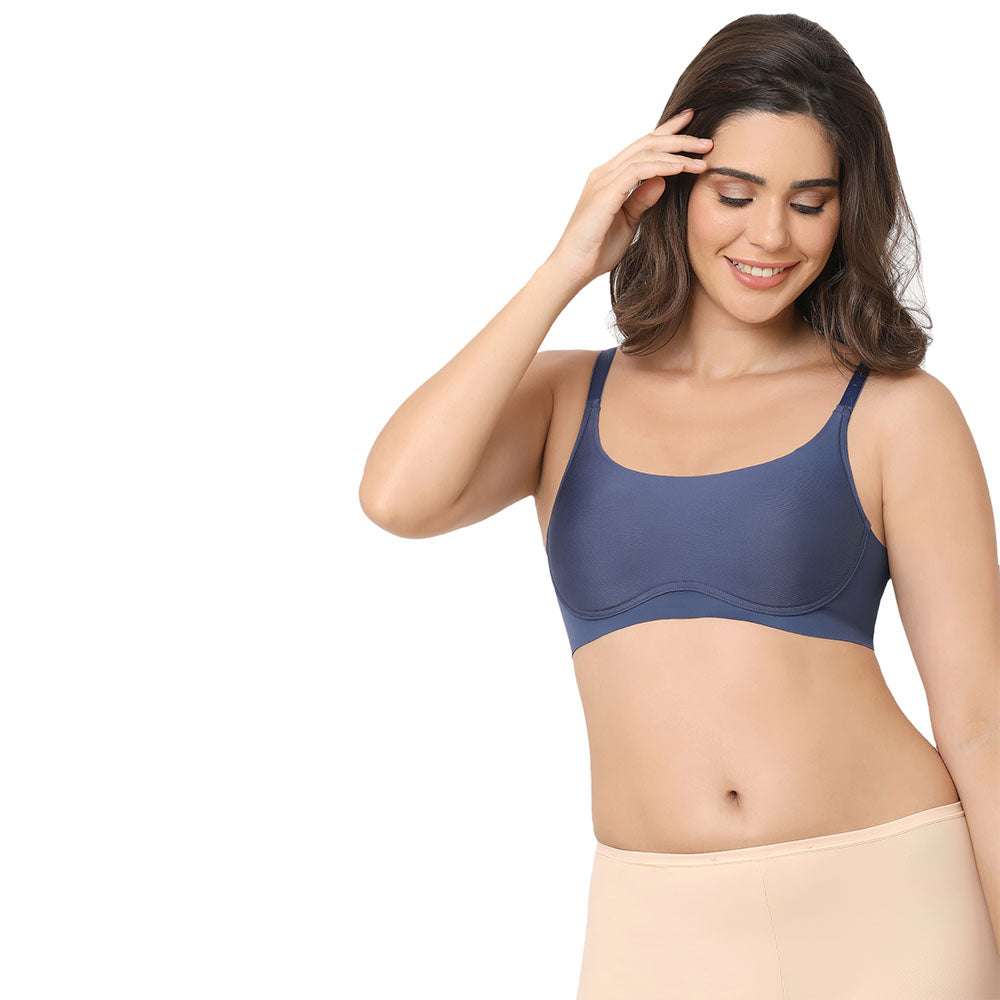 New Normal Padded Non-wired  Full Cup Everyday Wear Full coverage T-Shirt Bra - Blue