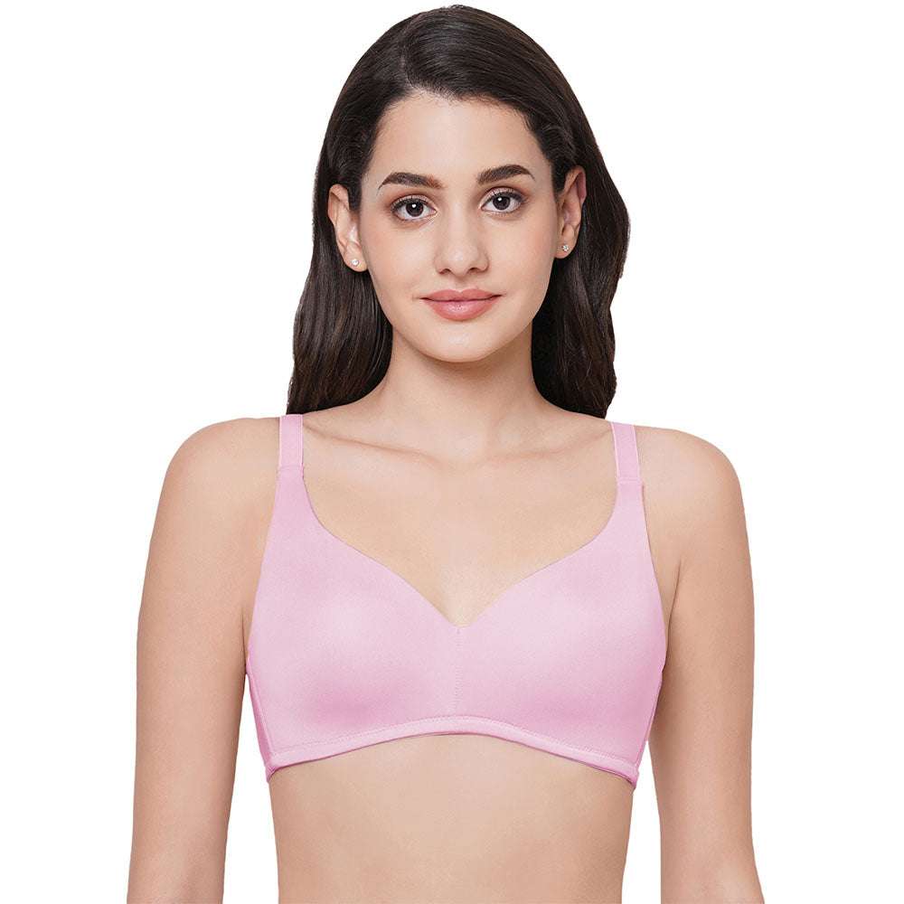 Basic Mold Padded Non Wired Full Coverage Everyday T-Shirt Bra - Pink