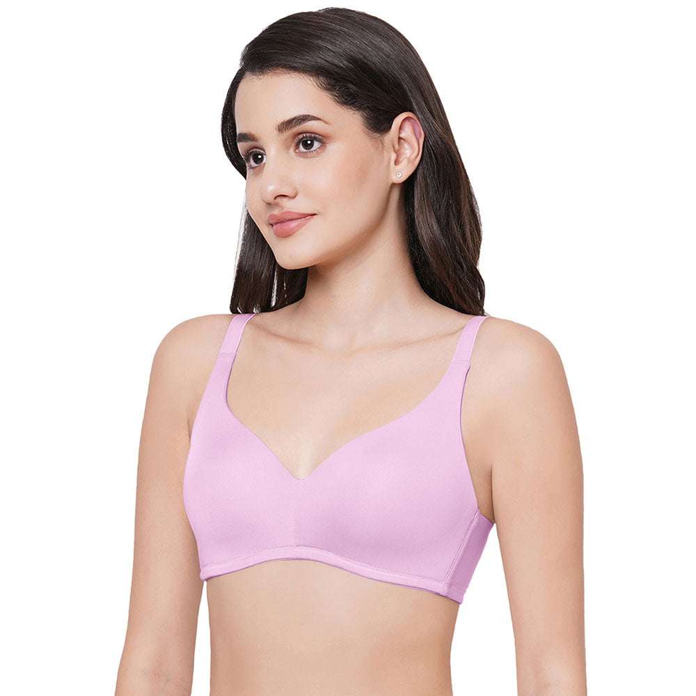 Basic Mold Padded Non Wired Full Coverage Everyday T-Shirt Bra - Pink
