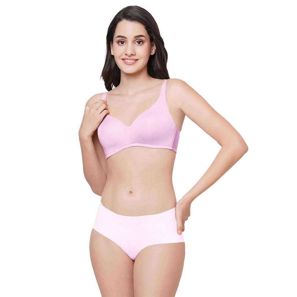 Basic Mold Padded Non Wired Full Coverage Everyday T-Shirt Bra - Pink
