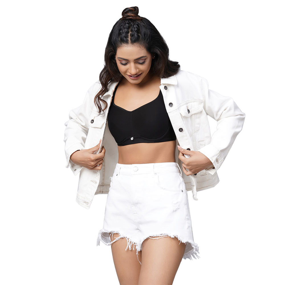 Asean Lightly Padded Wired Full Cup Everyday Wear Plus Size Full Support Minimizer Bra - Black