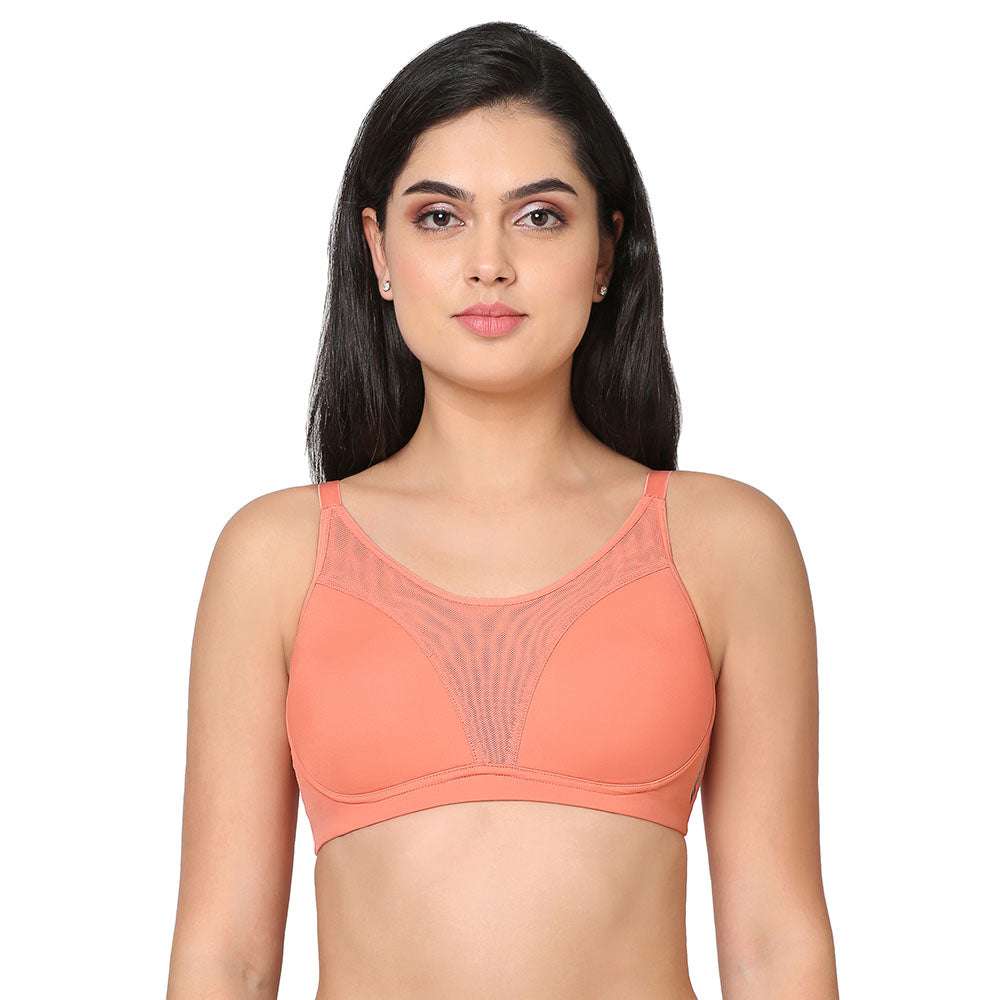Buy Asean Sports Padded Non-Wired Full Coverage Full Support High Intensity  Sports Bra - Orange Online