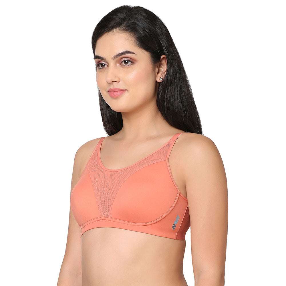 Asean Sports Padded Non-Wired Full Coverage Full Support High Intensity Sports Bra - Orange