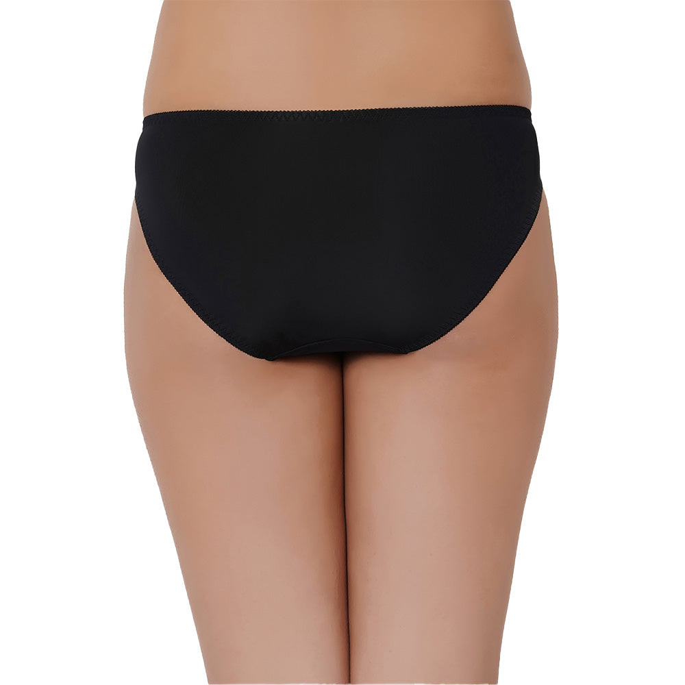 Plunge Low Waist Medium Coverage Everyday Wear Bikini Panty - Black