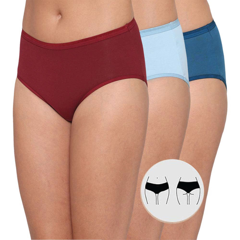 Cotton Mid Waist Medium Coverage Everyday Wear Pack of 3 Midi Panty
