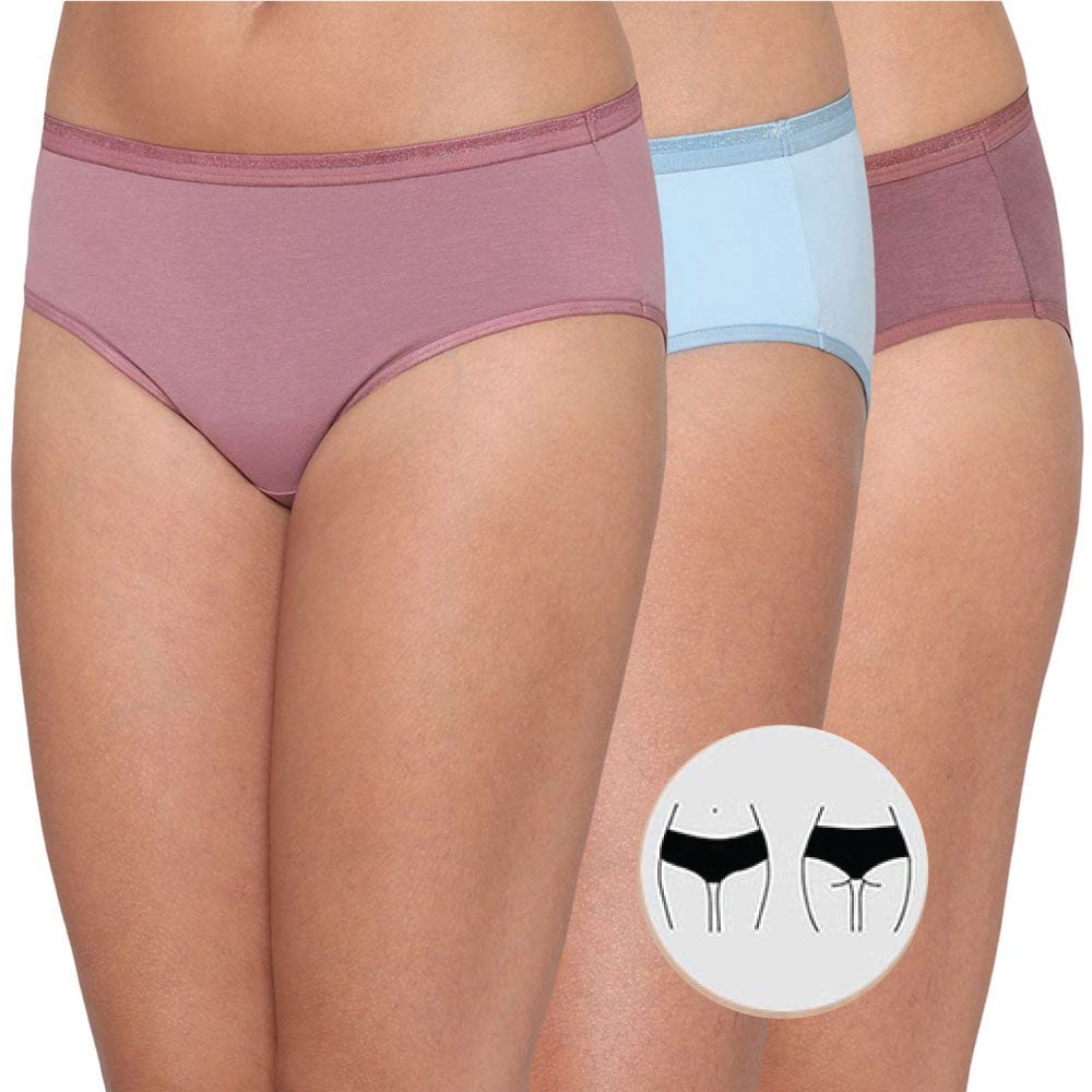 Cotton Mid Waist Medium Coverage Everyday Wear Pack of 3  Hipster Panty
