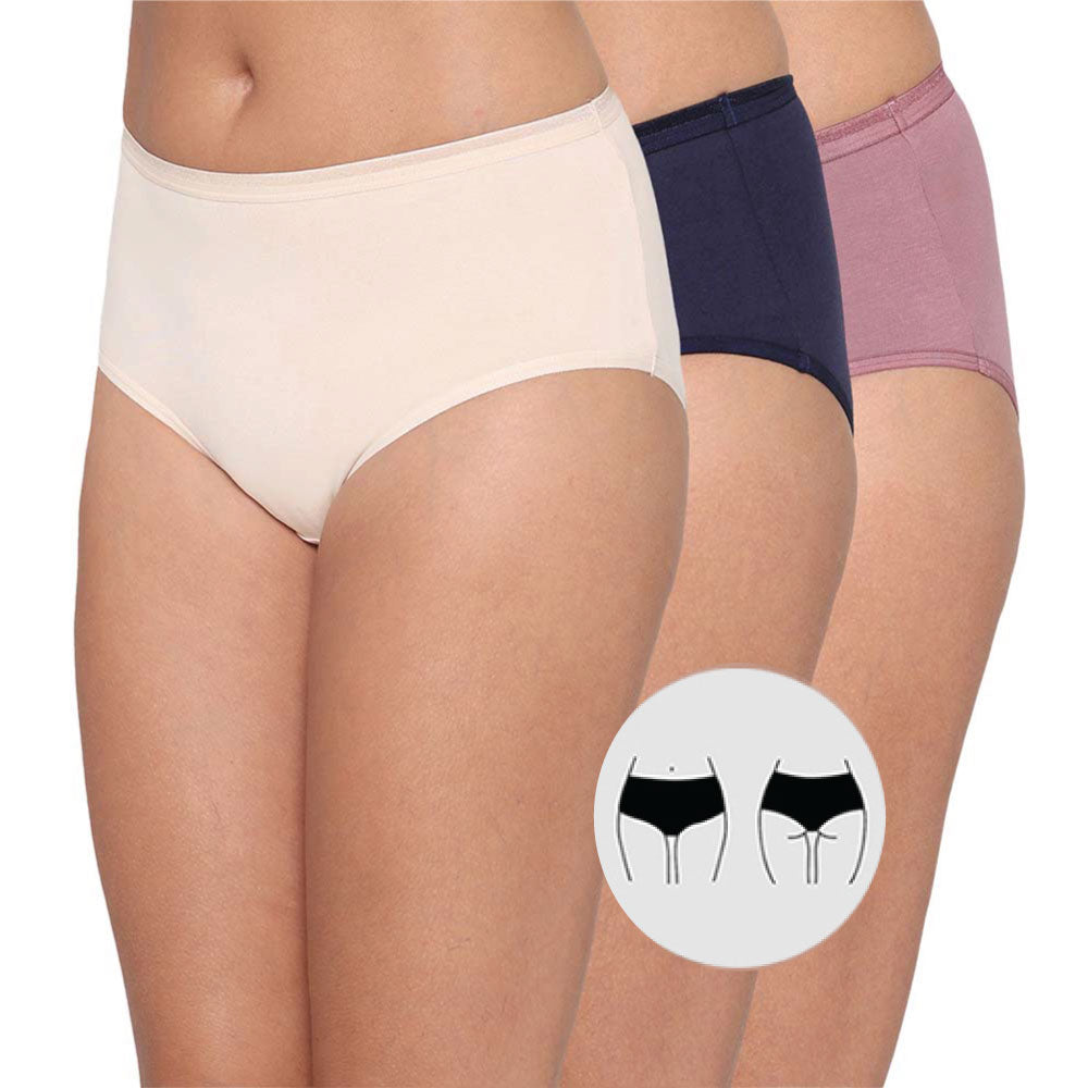Cotton Mid Waist Medium Coverage Everyday Wear Pack of 3 Midi Panty