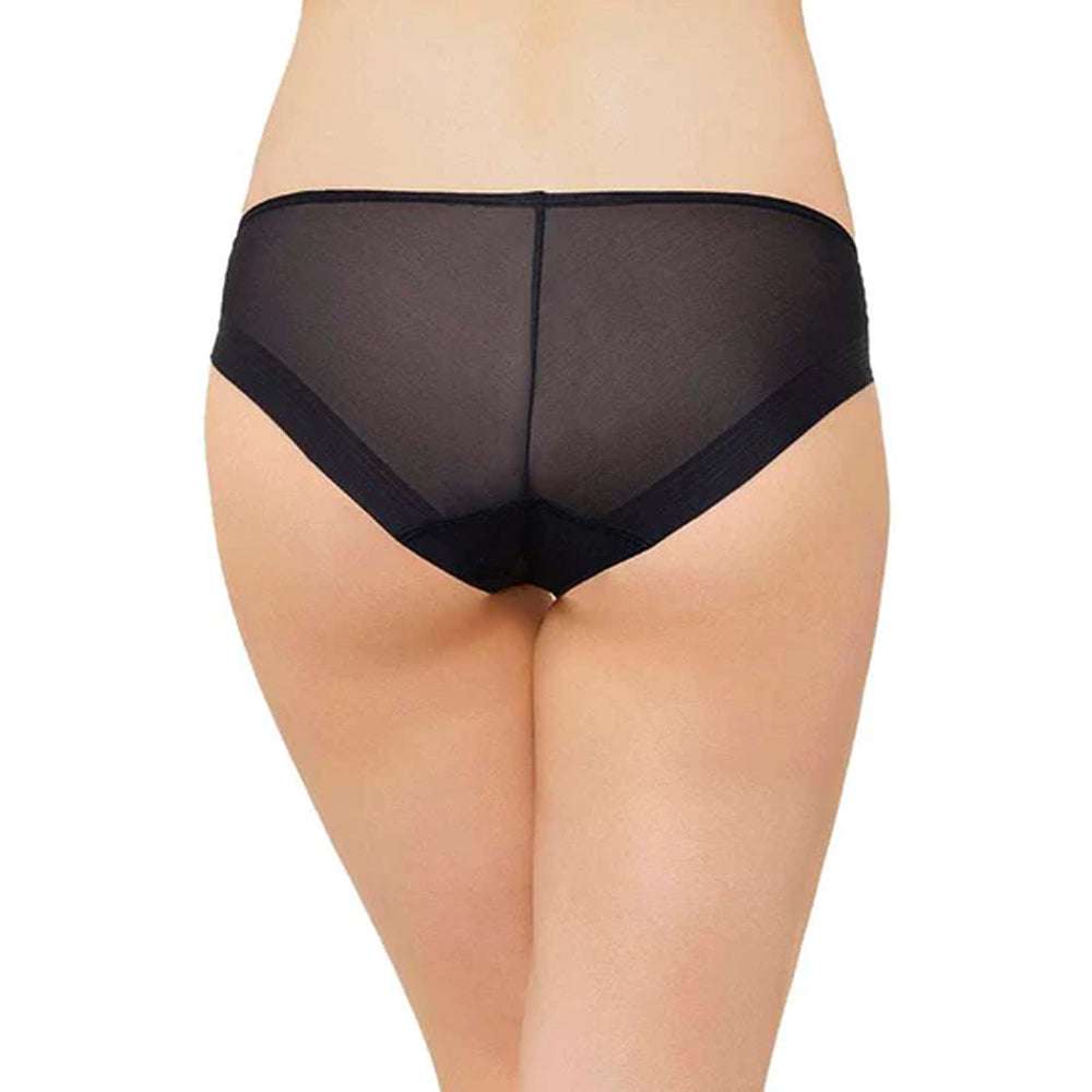 Feel Free Sheer Low Waist  Low Coverage Everyday Wear Bikini Panty - Black
