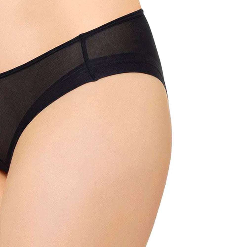 Feel Free Sheer Low Waist  Low Coverage Everyday Wear Bikini Panty - Black