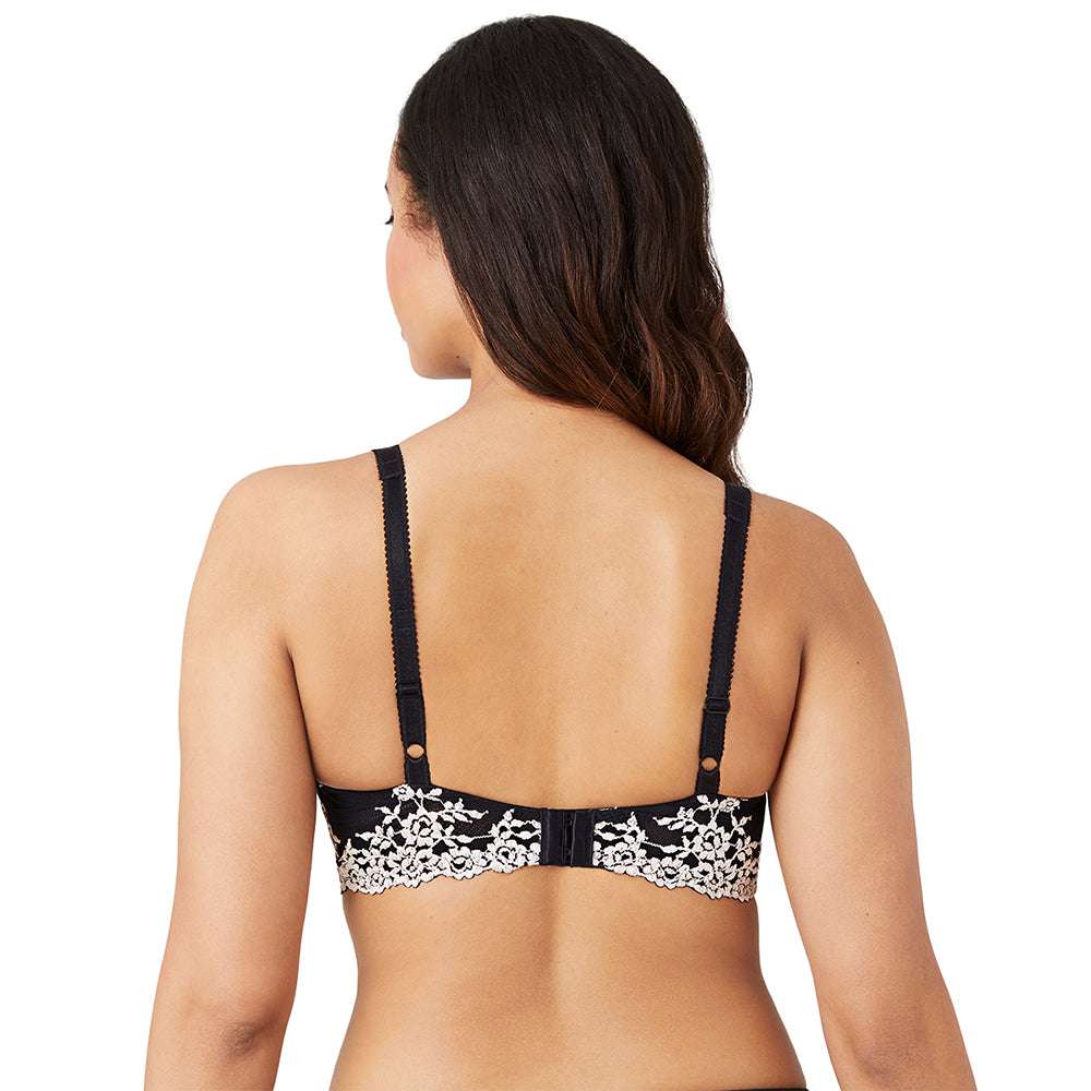 Embrace Lace Contour Padded Wired 3/4th Cup Everyday Wear Medium coverage T-Shirt Bra - Black