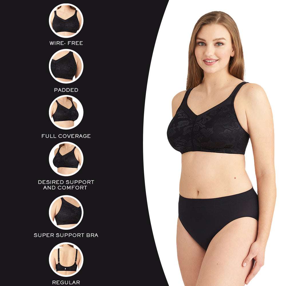 Awareness Non Padded Non-Wired Full Cup Comfort Strap Everyday Wear Plus Size Full Support Bra - Black