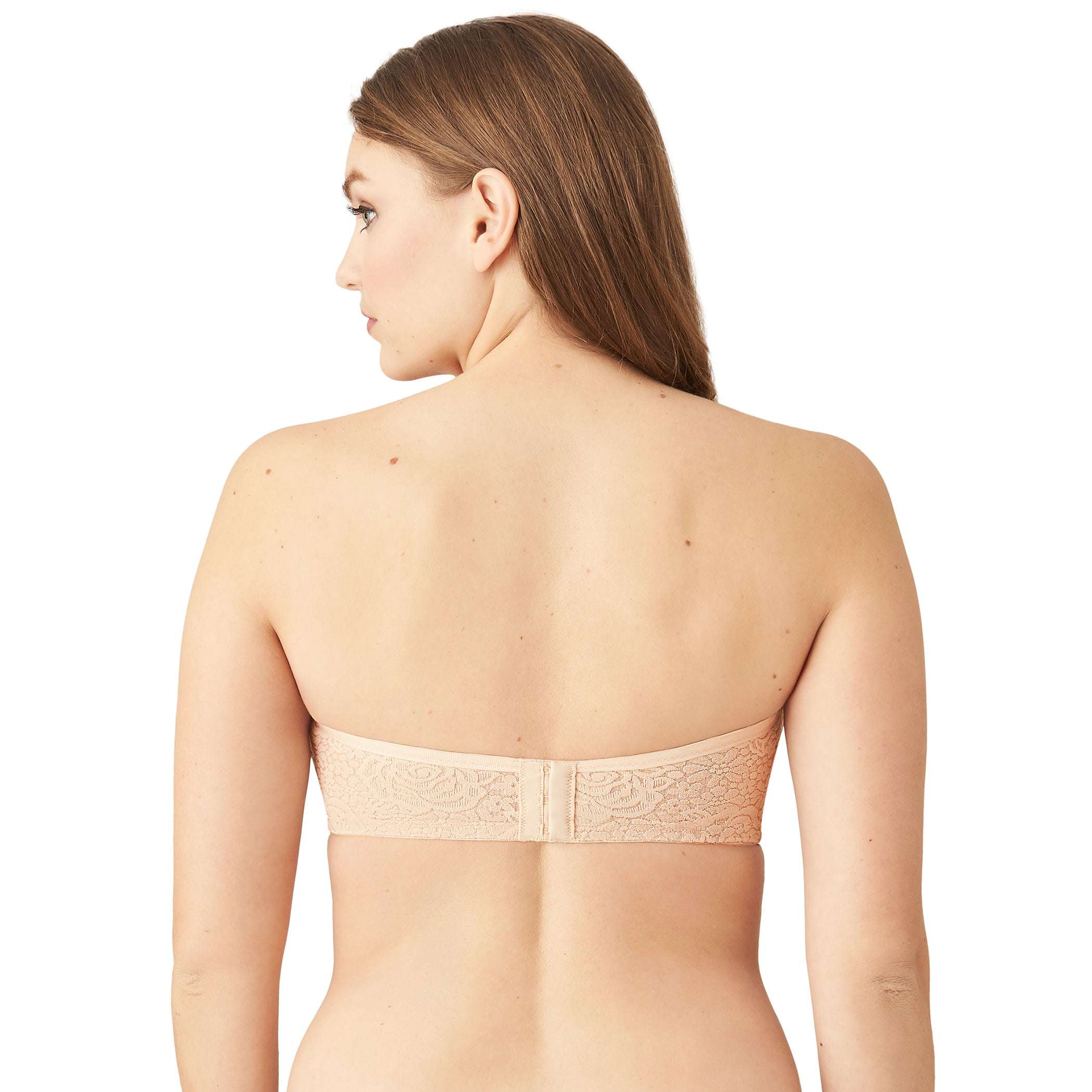 Halo Lace Non Padded Wired Half Cup Bridal Wear Plus Size Strapless Lace Bra - Beige