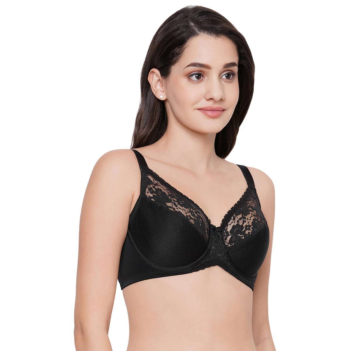 Buy Charming Illusion Non-Padded Wired Full Coverage Minimizer Plus Size Bra  - Black Online